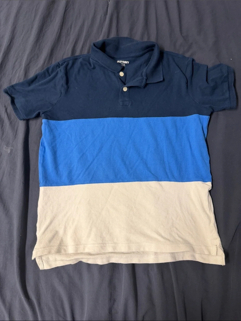 Old Navy Boys Colorblock Polo in Navy, Blue, Beige